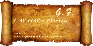 Gyárfás Filotea névjegykártya